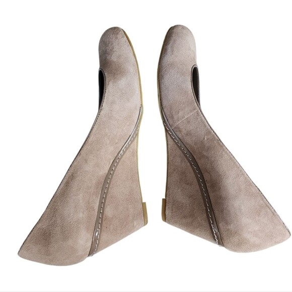 Franco Sarto Shoes Womens 8.5 M Zeus Tan Suede Leather Wedge Heel Slip On Pump - Picture 12 of 14